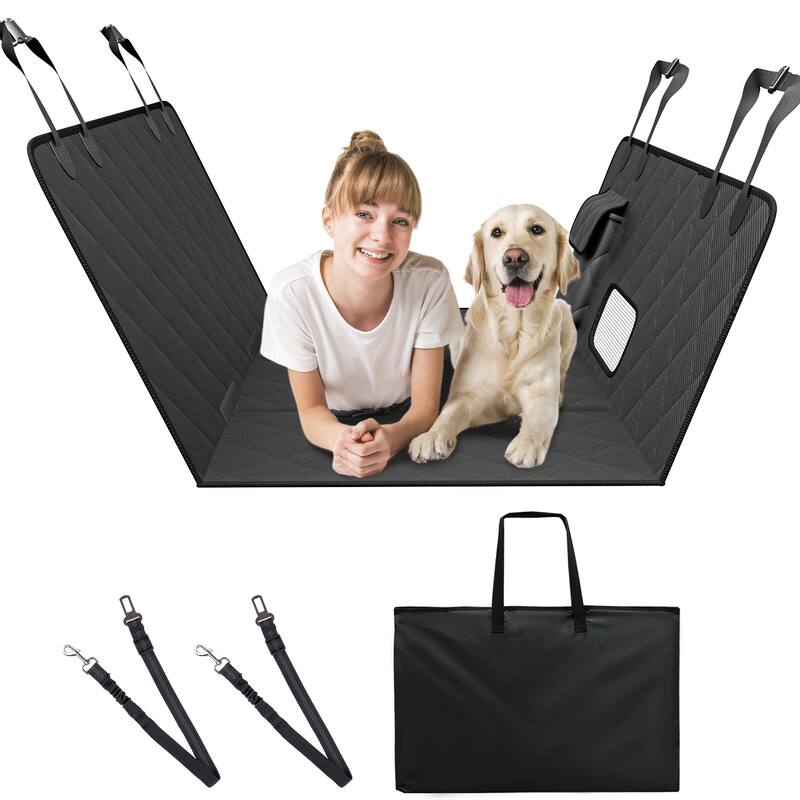 Dog Car Seat Cover for Back Seat Back Seat Extender for Dogs for SUV - Black