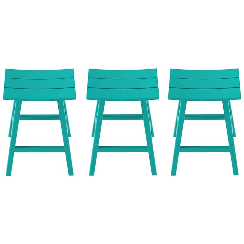 Laguna Hdpe All Weather Outdoor Patio 29" Saddle Seat Bar Stool (Set Of 3)