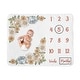 preview thumbnail 1 of 4, Vintage Floral Blue Yellow Baby Monthly Milestone Blanket Girl Green Gold Orange Taupe White Shabby Chic Flower Boho Bohemian