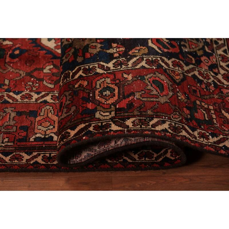 Bakhtiari Persian Vintage Area Rug Hand-Knotted Red Wool Carpet - 6'8" x 9'7"