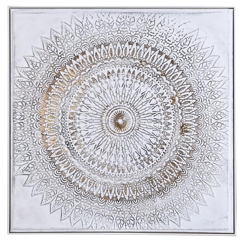 Makenna - Soft Tapestry II - Handpainted Framed Mendala Canvas - Plastic - Silver