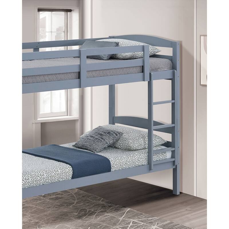 Twin Over Twin Bunk Bed Arch Design Gray Finish