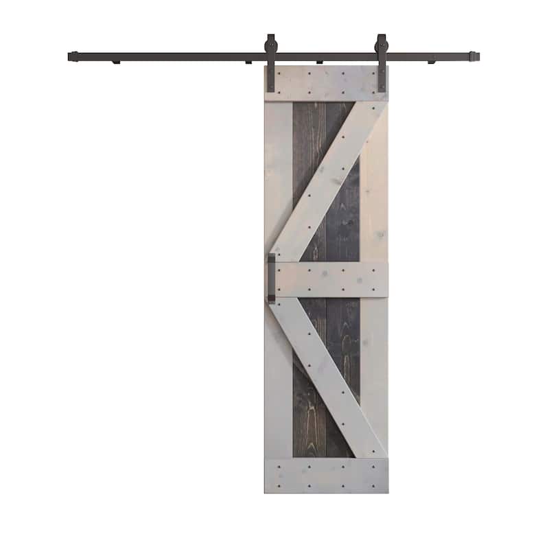 Coast Sequoia 30in x 84in K Series Multi-Color Pine Wood Sliding Barn Door With Hardware Kit