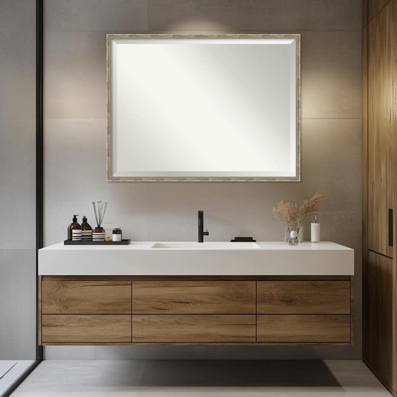Mila Beveled Wood Framed Bathroom Vanity Wall Mirror