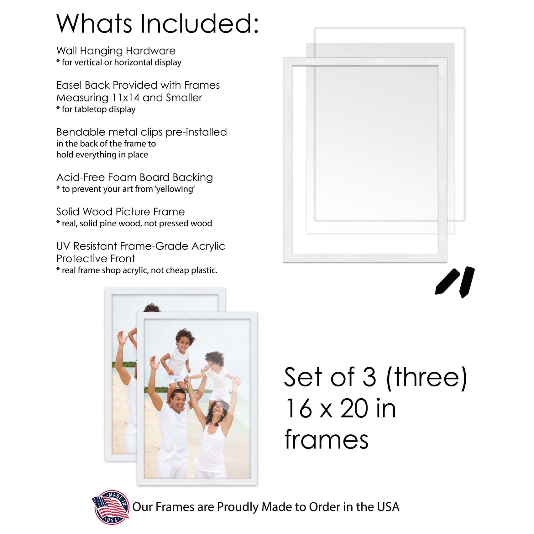 16x20 Picture Frame Set of 3 Rustic White Wood Picture Frames for - Rustic  White - On Sale - Bed Bath & Beyond - 38159994