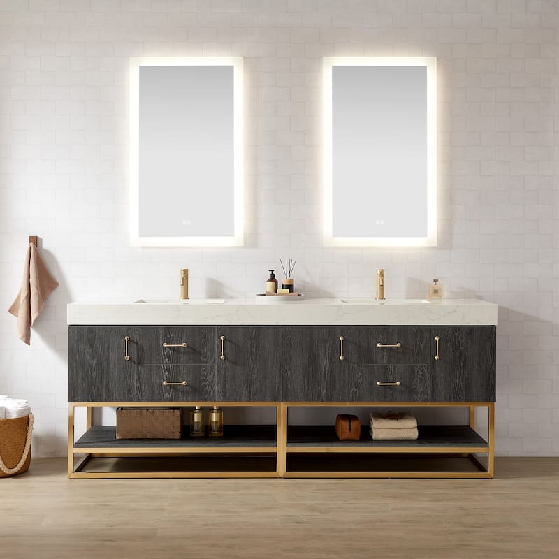 Alistair Bath Vanity with Grain White Stone Top without Mirror