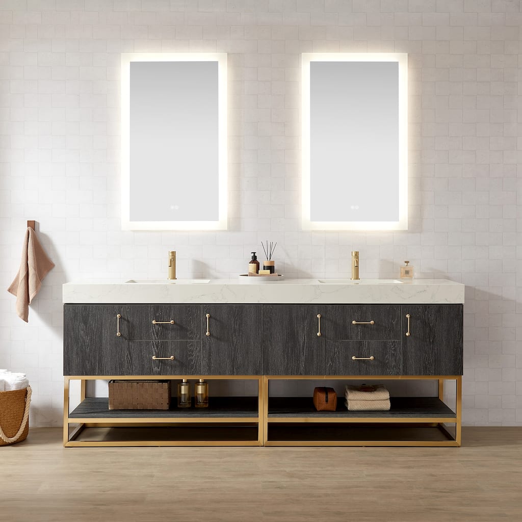 Alistair Bath Vanity with Grain White Stone Top without Mirror