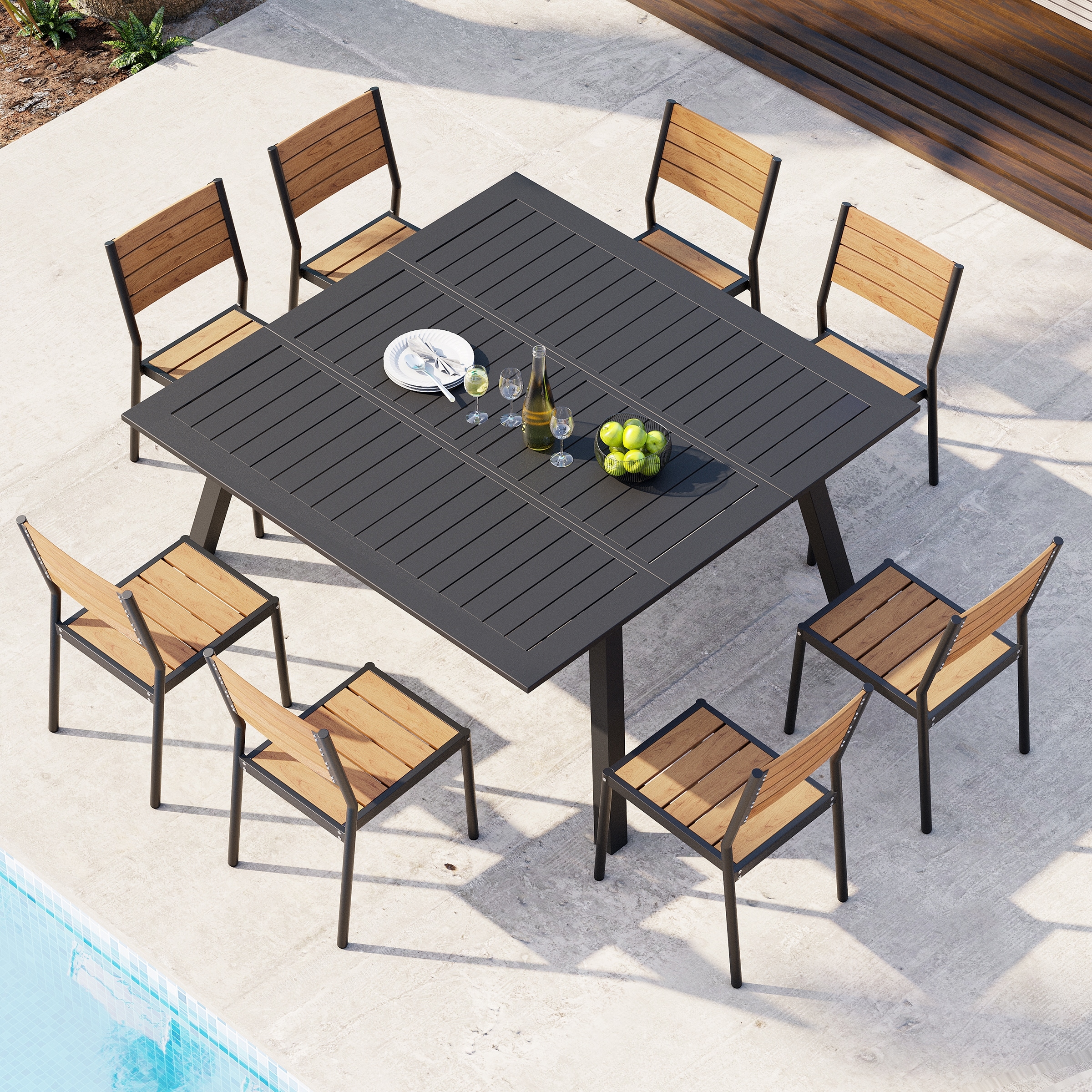 Outdoor Dining Chairs Modern Aluminum Stackable Armless Chairs for Patio