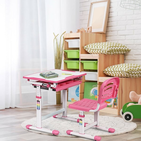 Shop Gymax Height Adjustable Children S Desk Chair Set