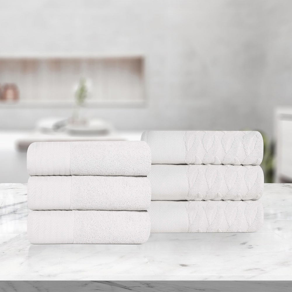 Turkish Cotton Herringbone and Solid Hand Towel Set by Superior