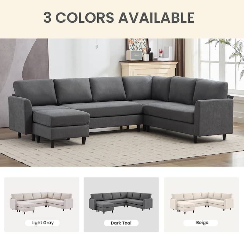 Modern U-Shaped Sectional Sofa with Reversible Chaise and Ottoman