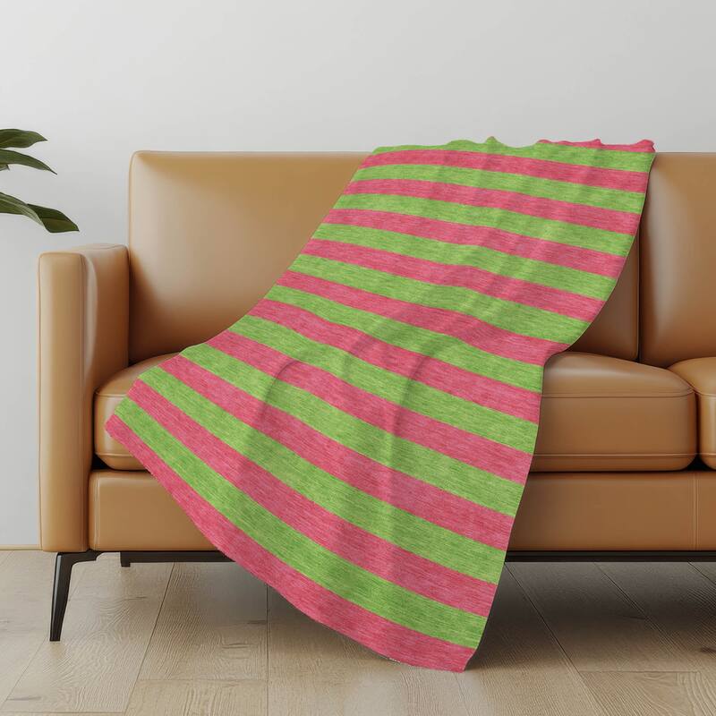 Premium Machine Washable Casual Stripes Sherpa Throw Blanket