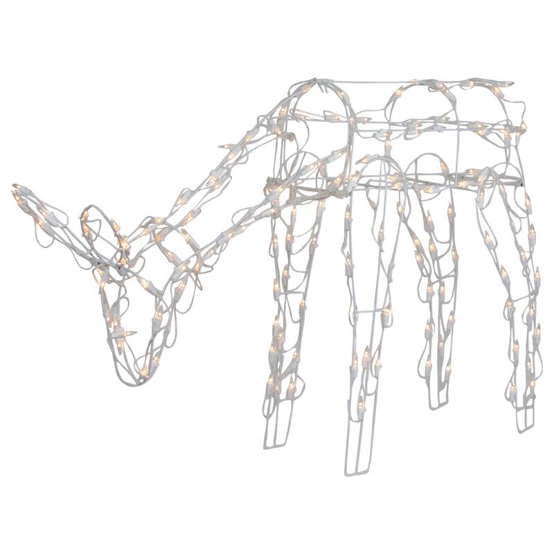 42" Lighted White Feeding Reindeer Outdoor Christmas Decoration