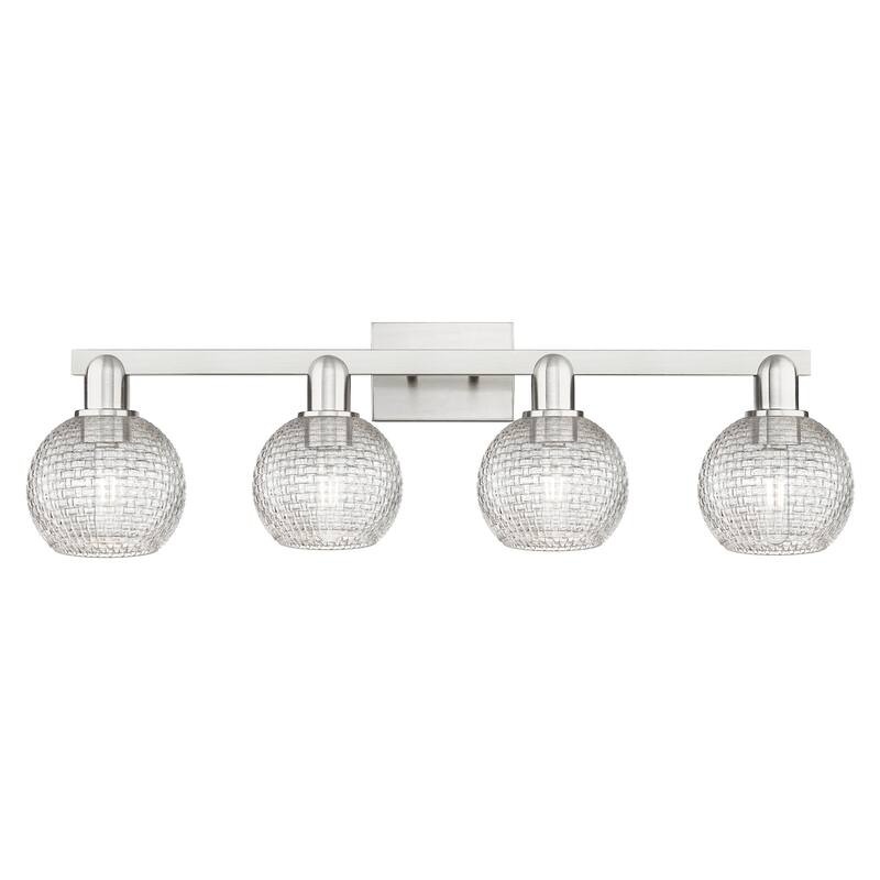 Innovations Lighting 716-4W-10-33 Athens Vanity Athens 4 Light 33" - Brushed Satin Nickel / Clear Basketweave