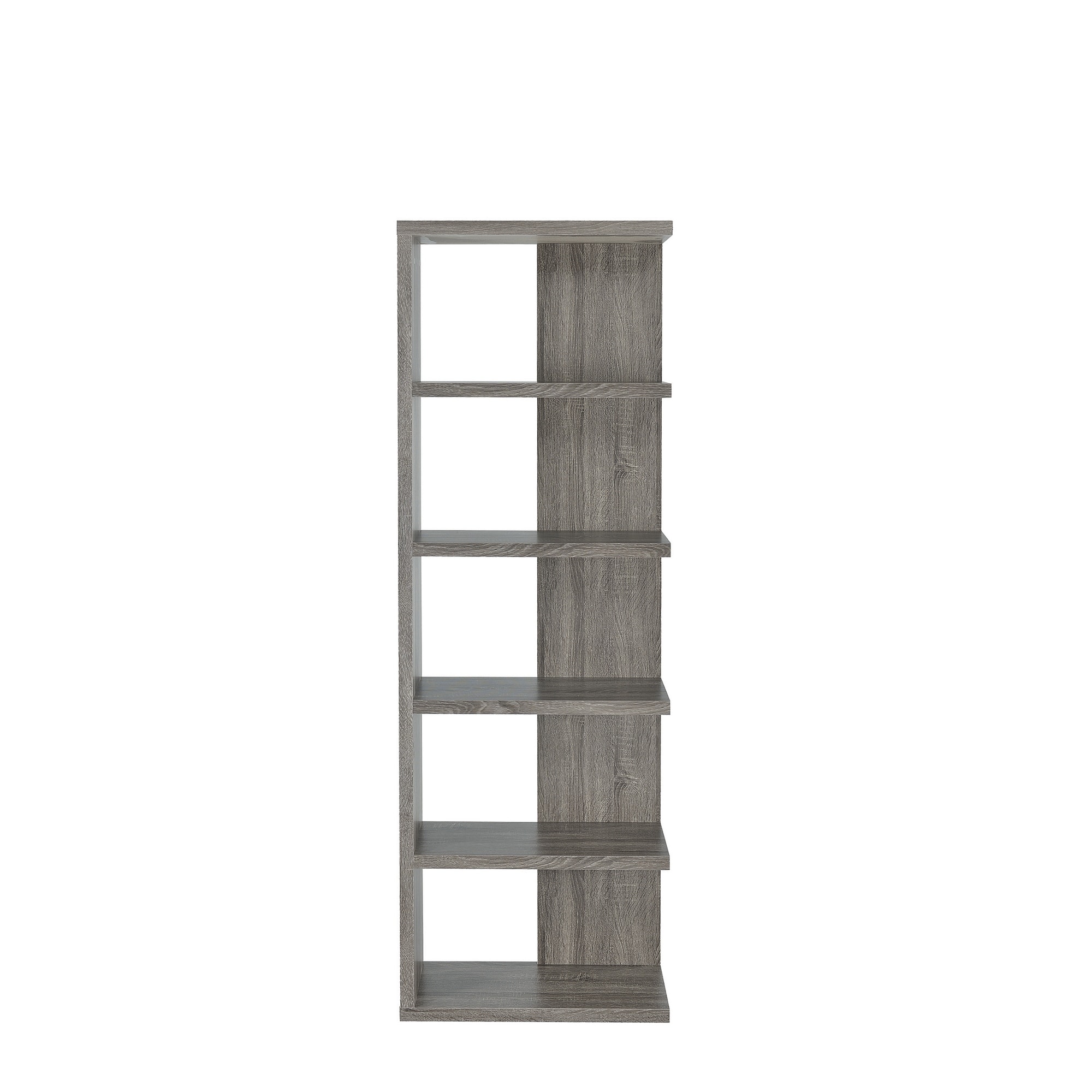 Contemporary Weathered Modern Bookcase Bookshelf Display Rack Semi-backless Grey 