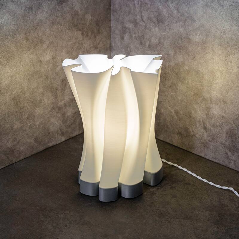 Flame 13.5" Modern Bohemian Plant-Based PLA 3D Printed Dimmable LED Table Lamp, by JONATHAN Y