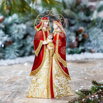 16"H Holy Family Statuary, Metal & Capiz - 16 in