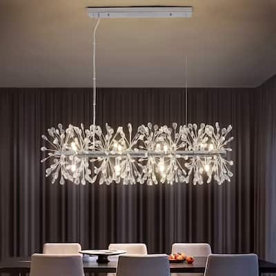 9/12-Light Modern Glam Linear Sputnik Starburst Beaded Crystal Chandelier Firework Kitchen Island Pendant