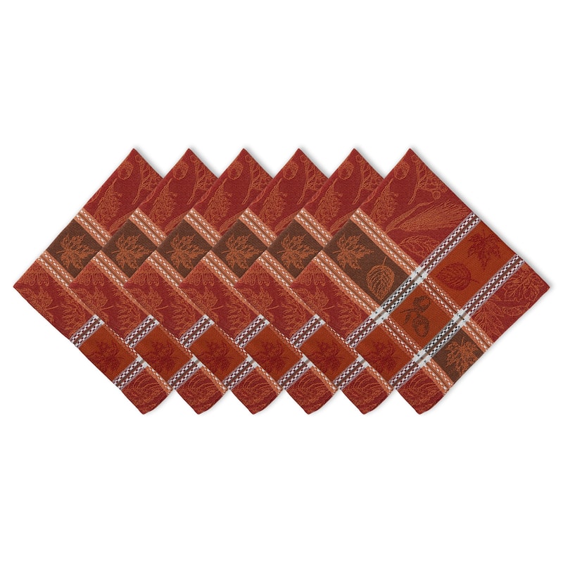Set of 6 Orange and Brown Square Napkin 20"