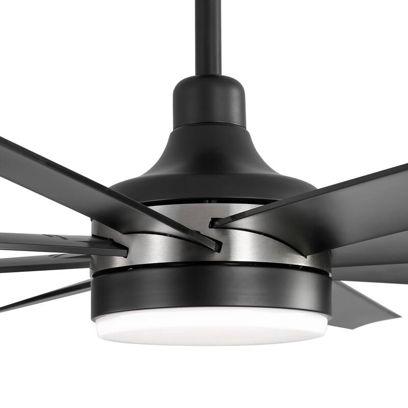 65 Inch Black Large Ceiling Fan with Light Remote(8-Blade)