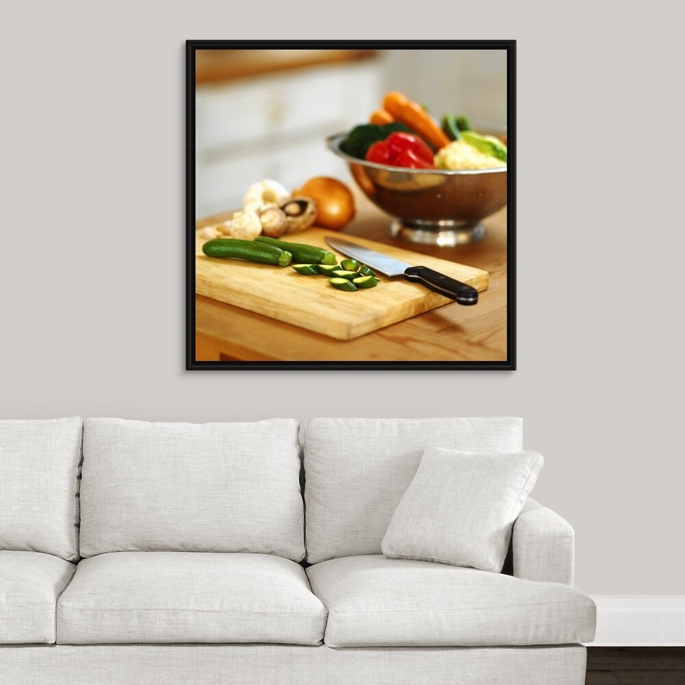 Shop Food Items And Ingredients On A Kitchen Counter Black Float Frame Canvas Art Overstock 25511468