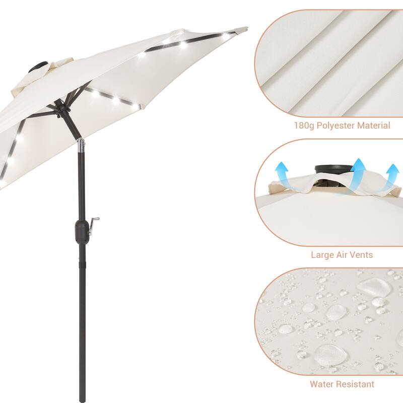 LIVOOSUN Patio 7.5 Feet Market Solar LED Light Umbrella