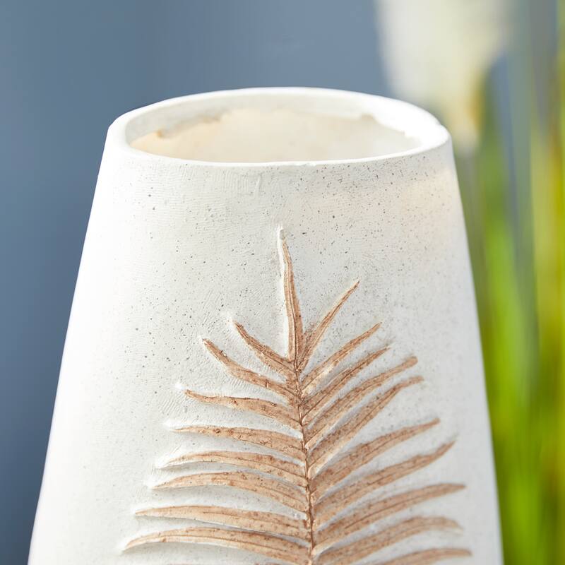 White Polystone Leaf Decorative Vase