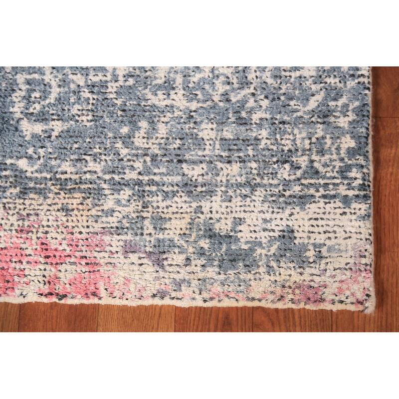 Contemporary Abstract Oriental Runner Rug Handmade Wool Carpet - 2'11"x 8'3"