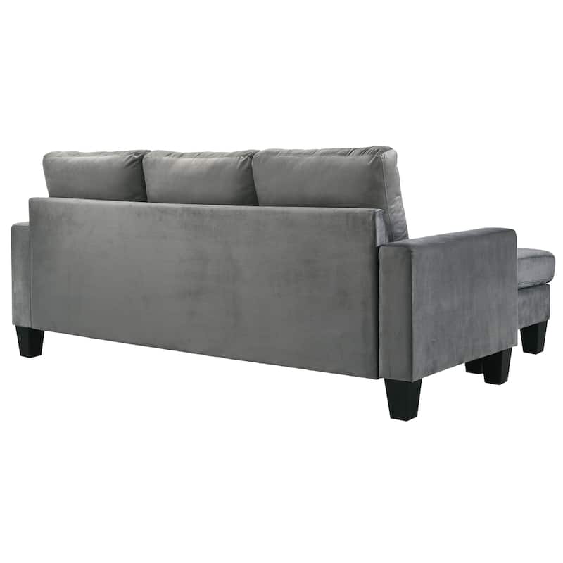 G0511-SCH Gray Velvet Sofa Chaise - Reversible Sectional, 77L x 52W x 33H, 90lbs