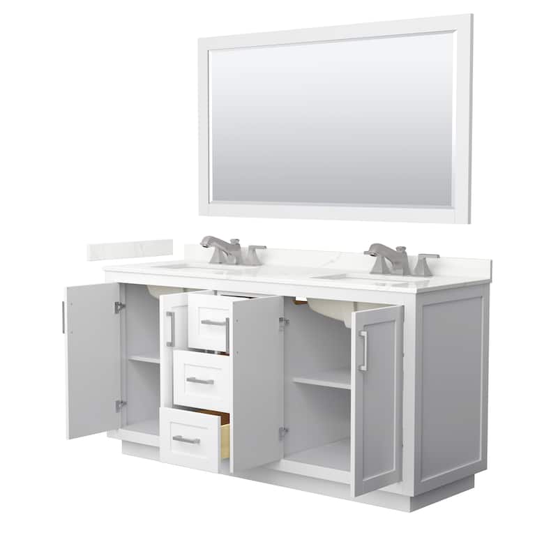 Miranda 66-inch Double Vanity, Quartz Top, 58-inch Mirror