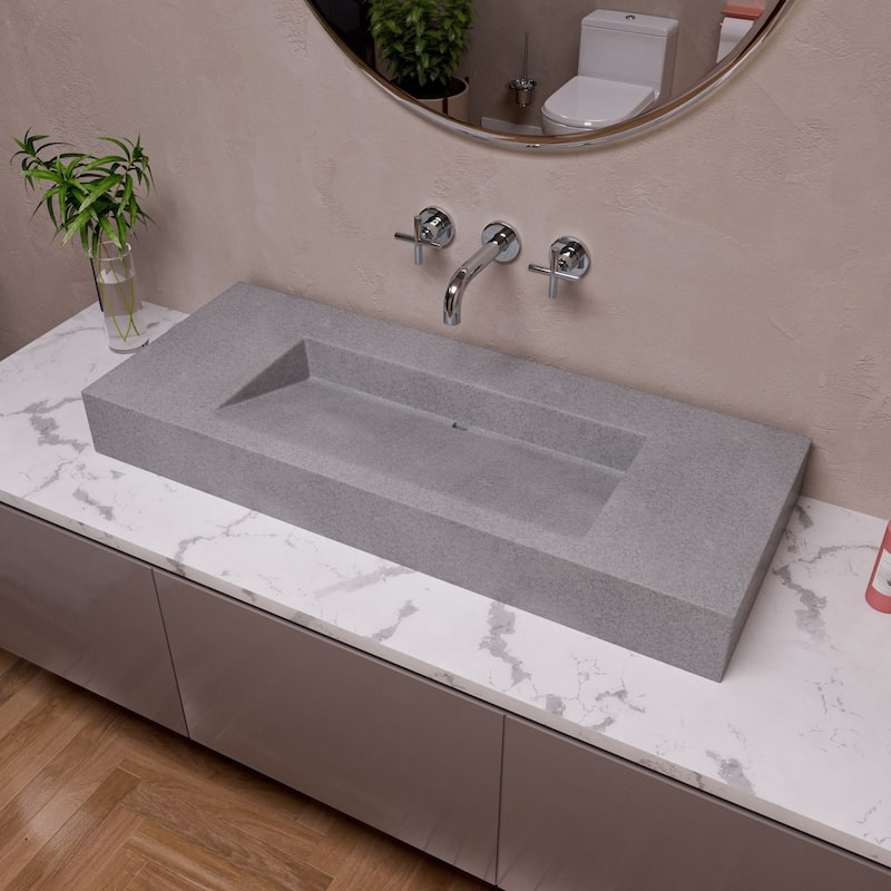 ALFI brand ABCO48R 48" Solid Concrete Rectangular Countertop Sink