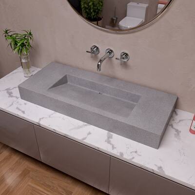 ALFI brand ABCO48R 48" Solid Concrete Rectangular Countertop Sink