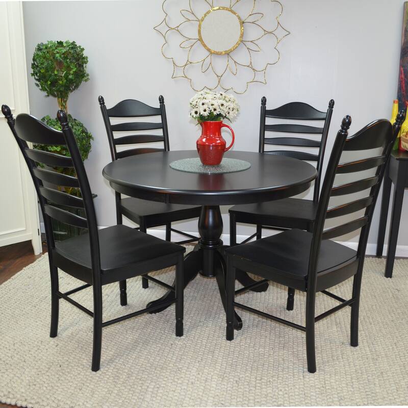 Ladder Back Dining Chair - 42" - Antique Black