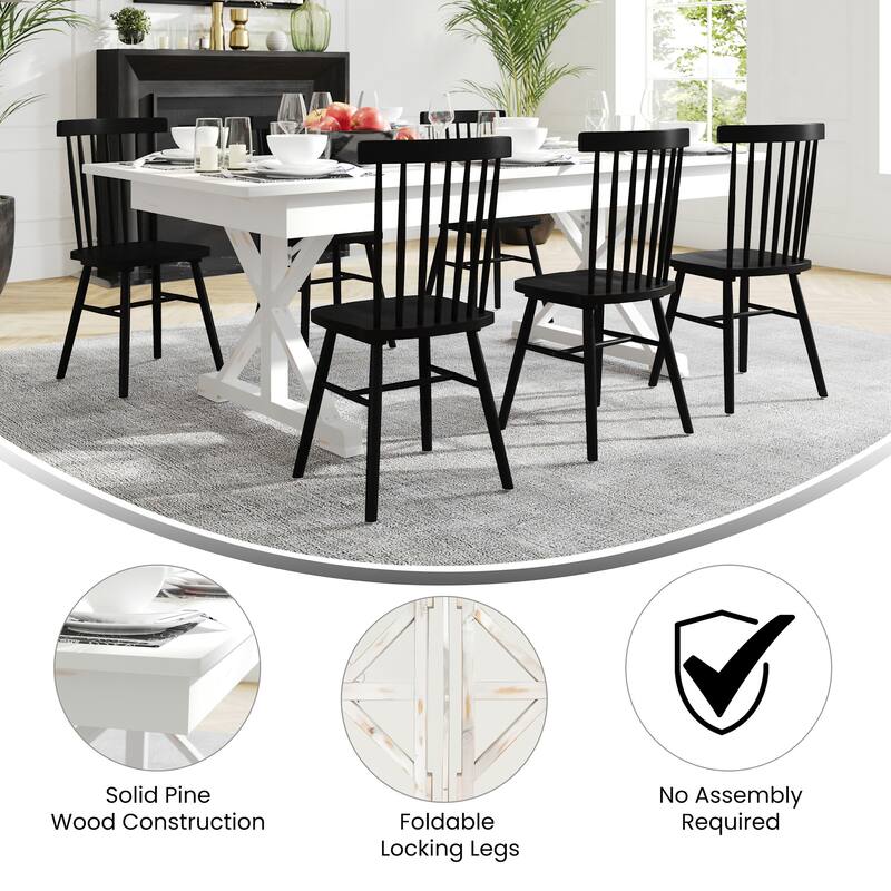 Flash Furniture FFIF37705 Kira 84" Wide Pine Wood Dining Table with X