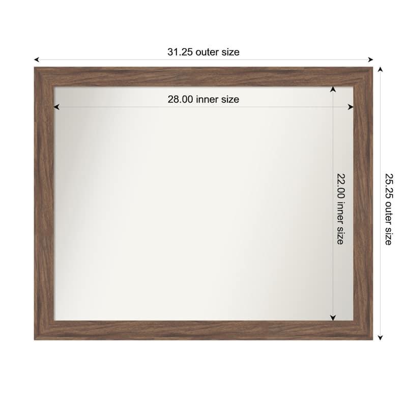 Pia Medium Brown Narrow Non-Beveled Framed Wall Mirror - Pia Medium Brown Narrow - 31 x 25 in