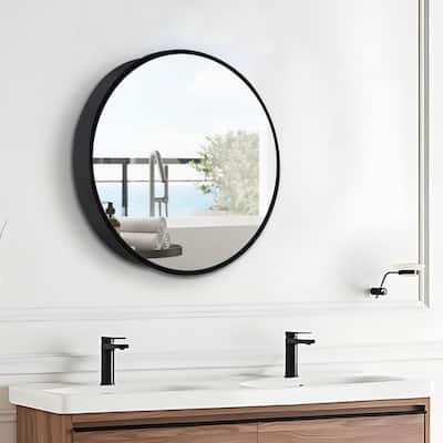 24X24 Inch Black Metal Framed Wall Mount Bathroom Medicine Cabinet With Mirror