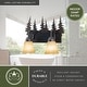 preview thumbnail 4 of 10, Yosemite 2-Light 16.75 in. W Burnished Bronze Rustic Cabin Bathroom Vanity Lighting Fixture, Amber Flake Glass Shade, Tree Motif
