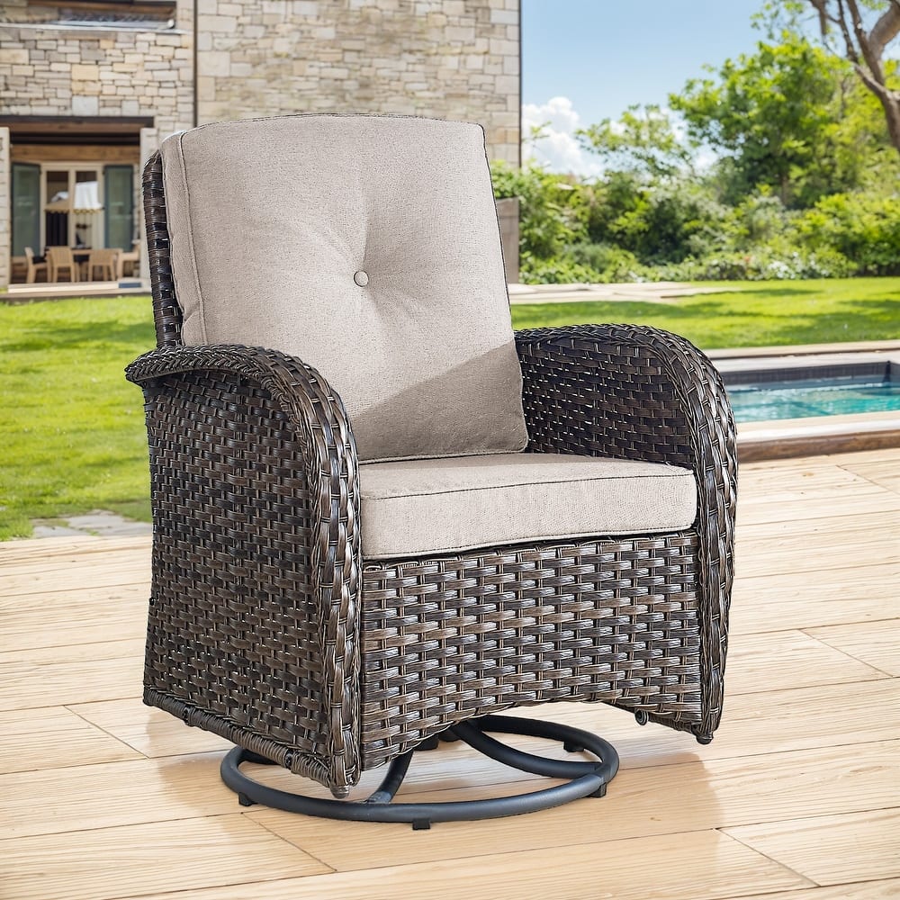 Gymojoy Comfortable Wicker Swivel Glider Patio Chair for Outdoor