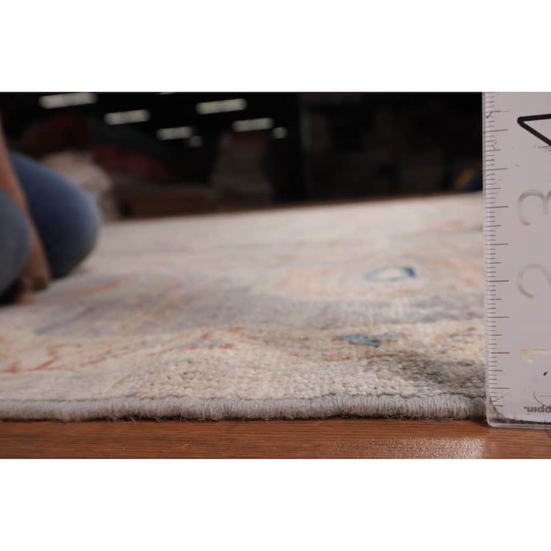 Vegetable Dye Oushak Turkish Rug Hand-Knotted Bedroom Wool Carpet - 9'2"x 12'0"