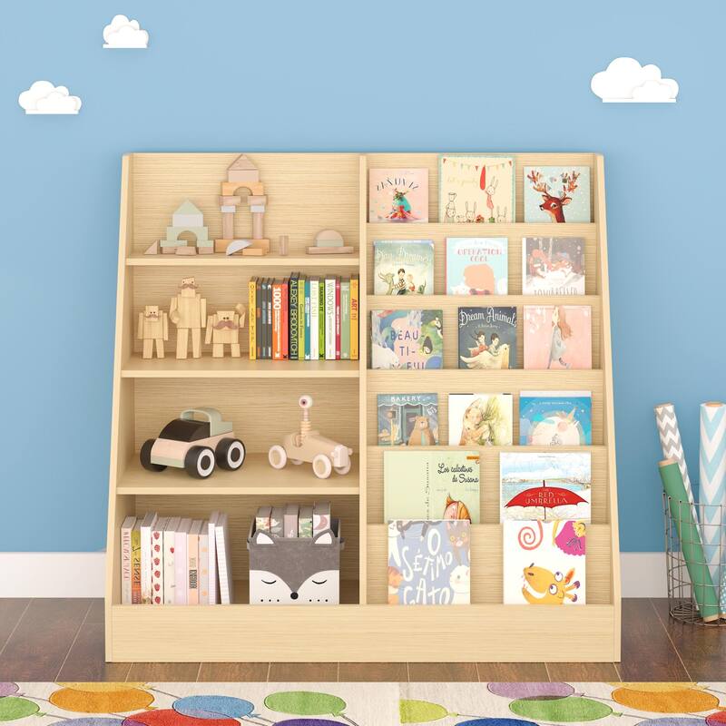 Kids Bookshelf and Toy Storage Organizer - Natural