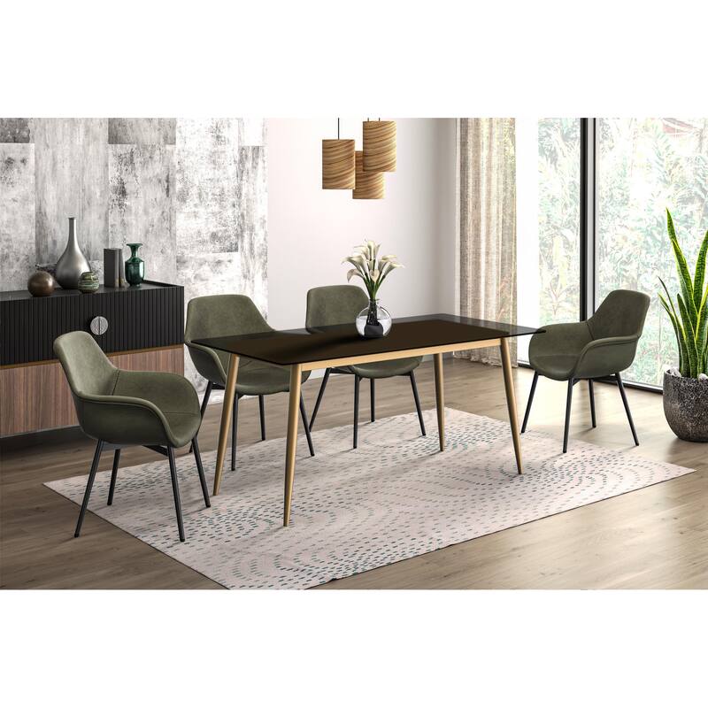 Zayle Dining Table with a 71" Rectangular Top and Gold Steel Base