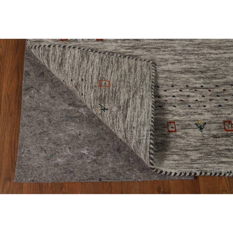 Hand Knotted Oriental 100% Wool Carpet Tribal Stripe Beige & Ivories Gabbeh Area Rug - 5' 11'' X 4' 1''