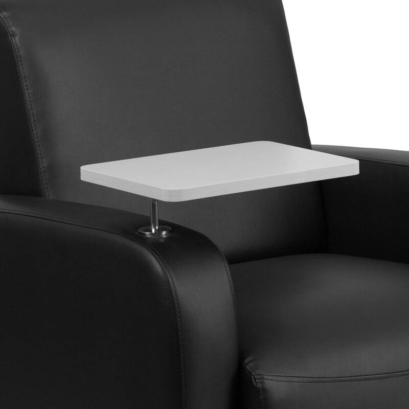 LeatherSoft Guest Chair with Tablet Arm, Front Wheel Casters and Cup Holder