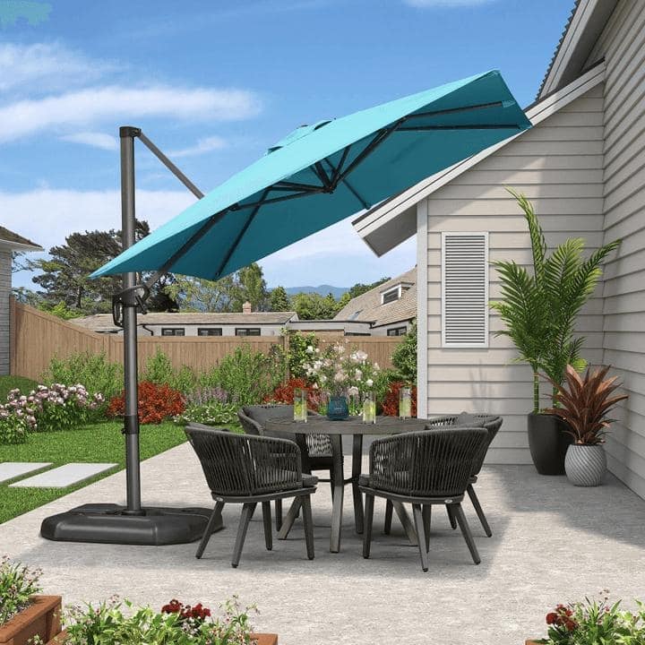 PURPLE LEAF 8 ft Square 360 Degree Rotation Patio Cantilever Umbrella