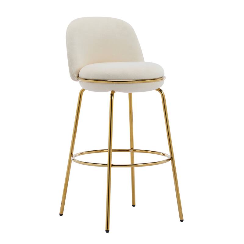 Christopher Knight Home - Rio Claro 37.75" Gold Metal Barstool Set with Beige Upholstery for Kitchen Island or Home Bar