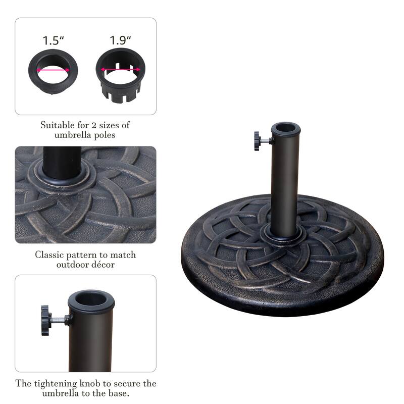 17.7" Round Patio Umbrella Base Stand