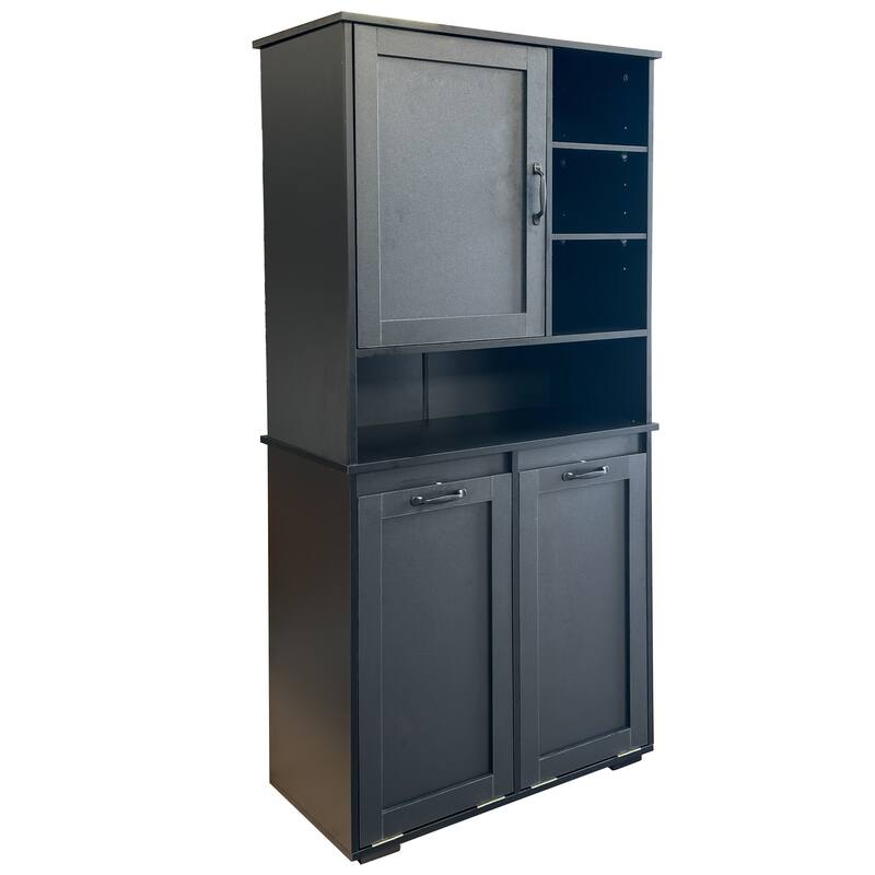 Laundry Cabinet with Doors and shelf, Tilt-Out Laundry Hamper, Multiple Storage Space, Freestanding Style, Open Shelve