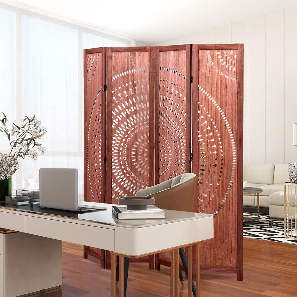 Stylish 4-Panel Solid Wood Folding Room Divider for Privacy and Decor in Any Living Space