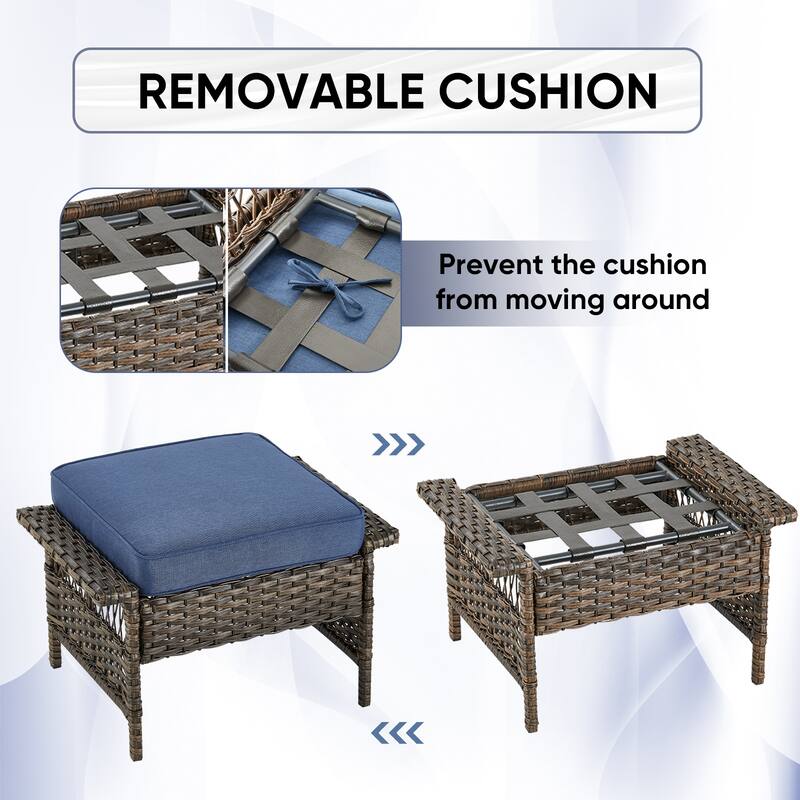 Pocassy Outdoor Swivel Chairs with Sofa Chair Ottoman and Table Set