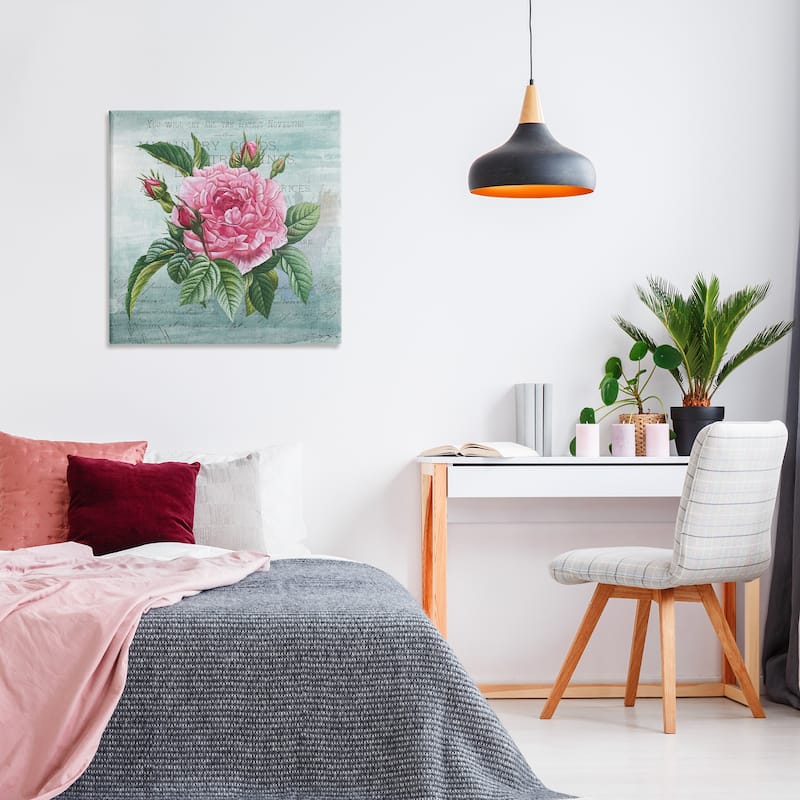 Stupell Pink Dahlia over Rustic Canvas Wall Art Design By Susan Arnot